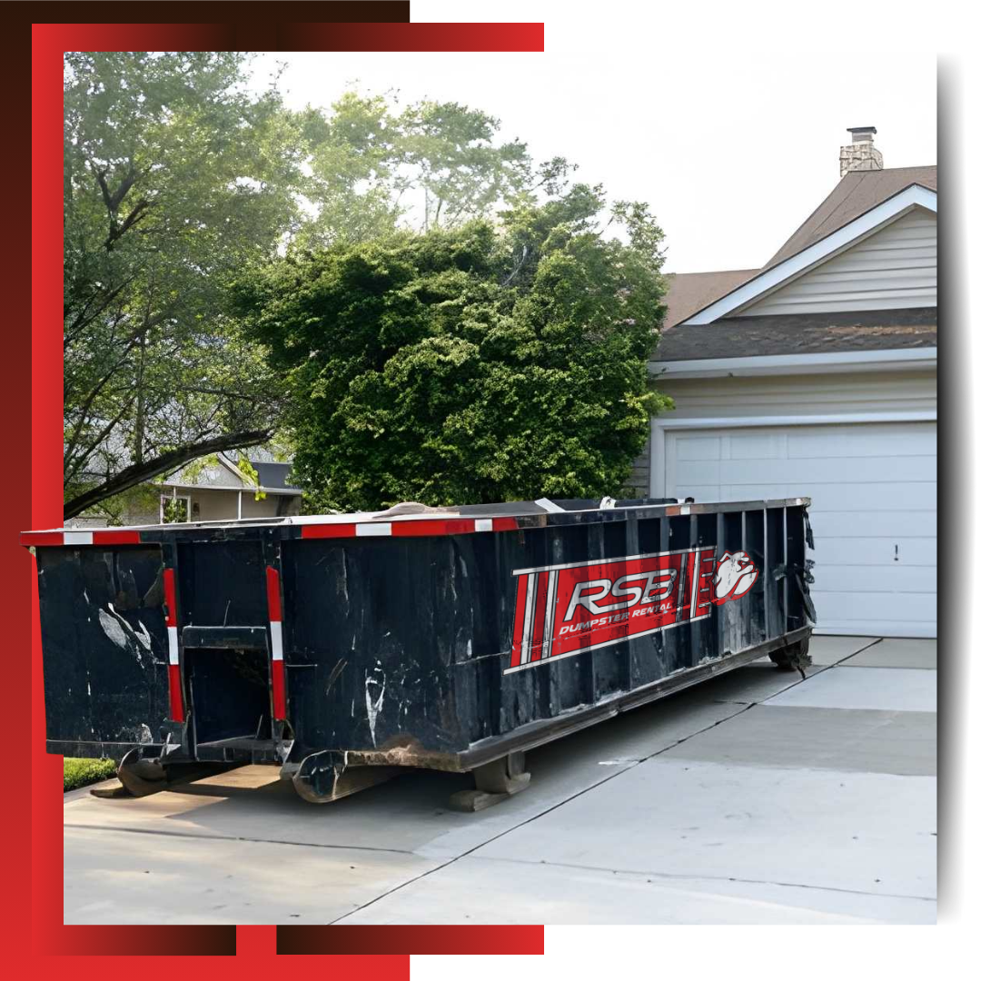 RSB dumpster parked outside a house