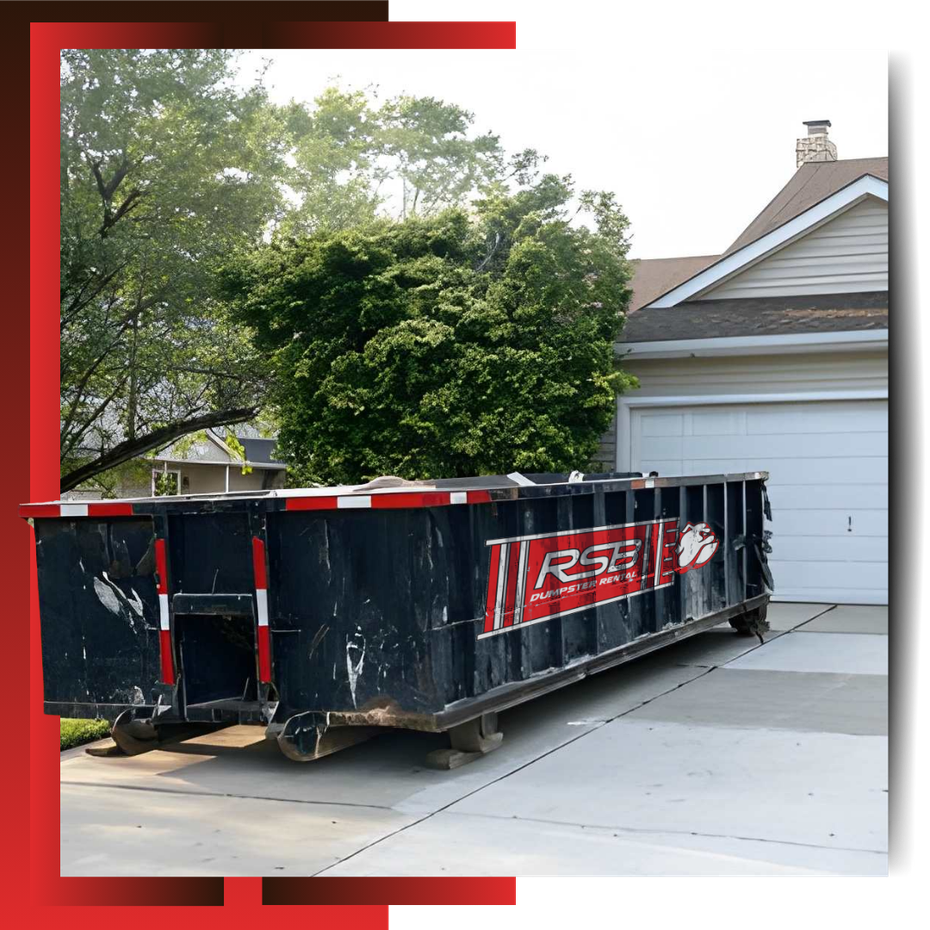 RSB dumpster parked outside a house