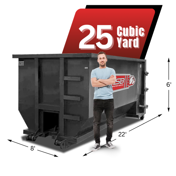 RSB Dumpster behind the standing man, with graphics