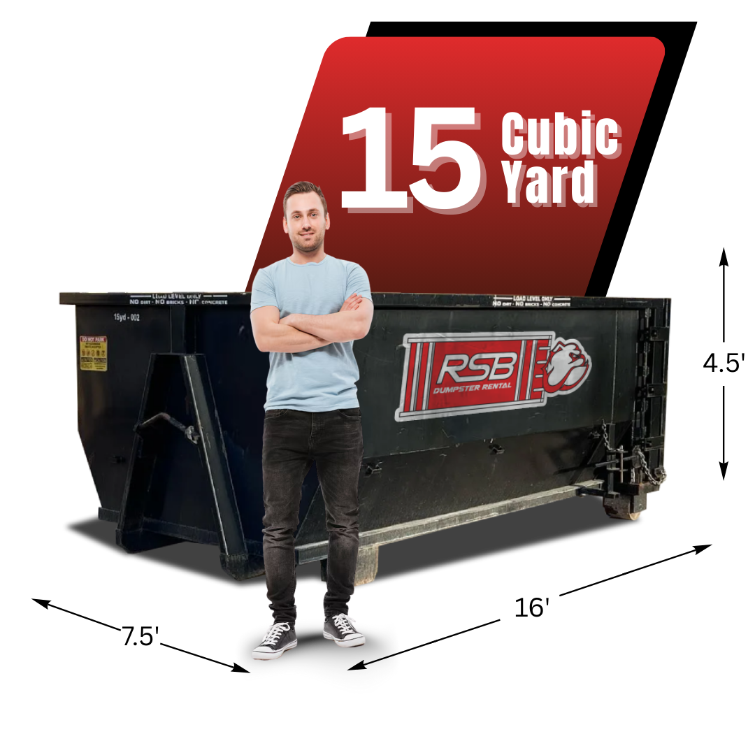 RSB Dumpster behind the standing man, with graphics