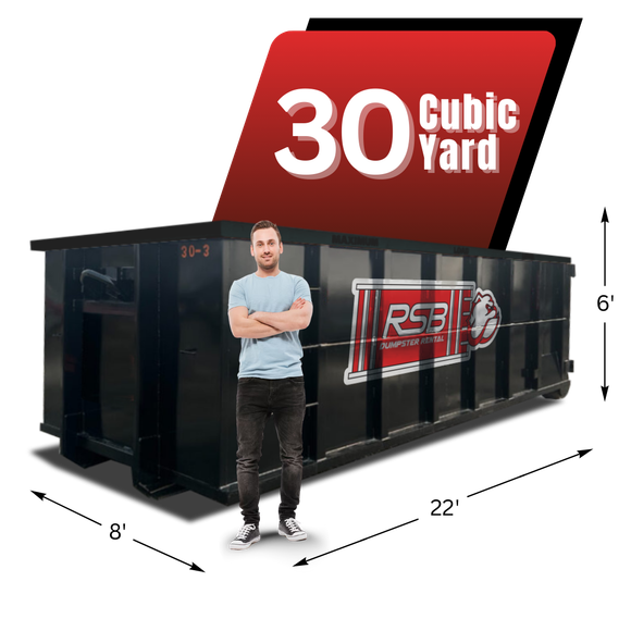 RSB Dumpster behind the standing man, with graphics