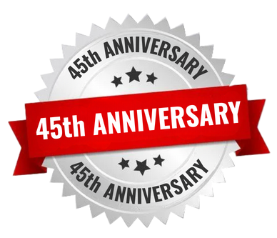 A 45th anniversary seal with a red ribbon A 45th anniversary seal with a red ribbon