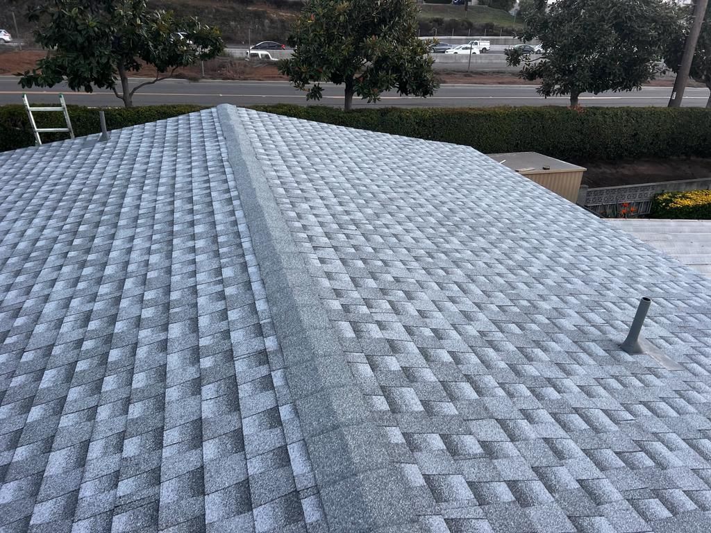 A close up of a roof with a ladder on top of it.