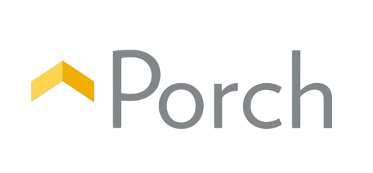 The porch logo has a yellow arrow pointing up.