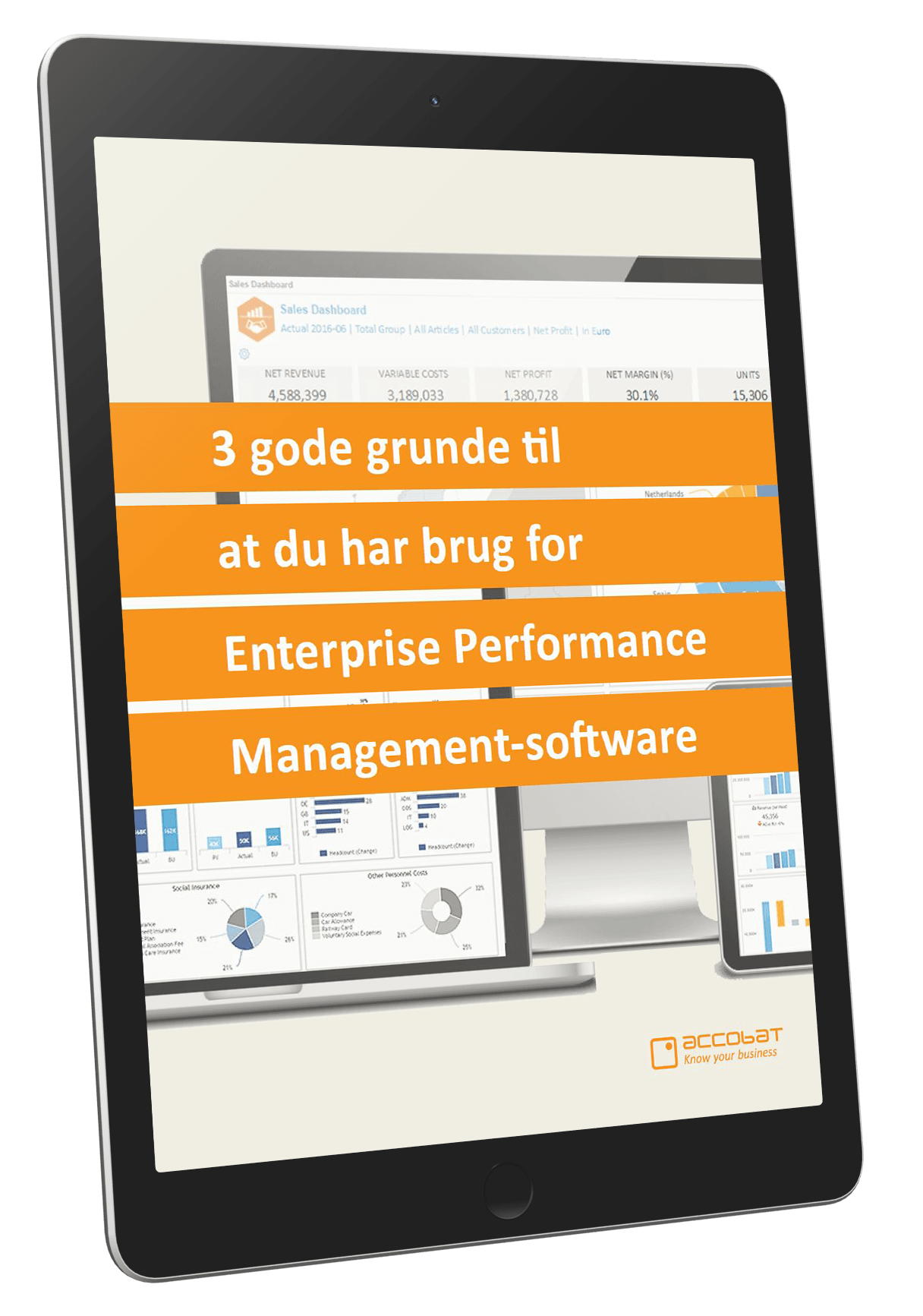 En tablet med ordene enterprise performance management software på