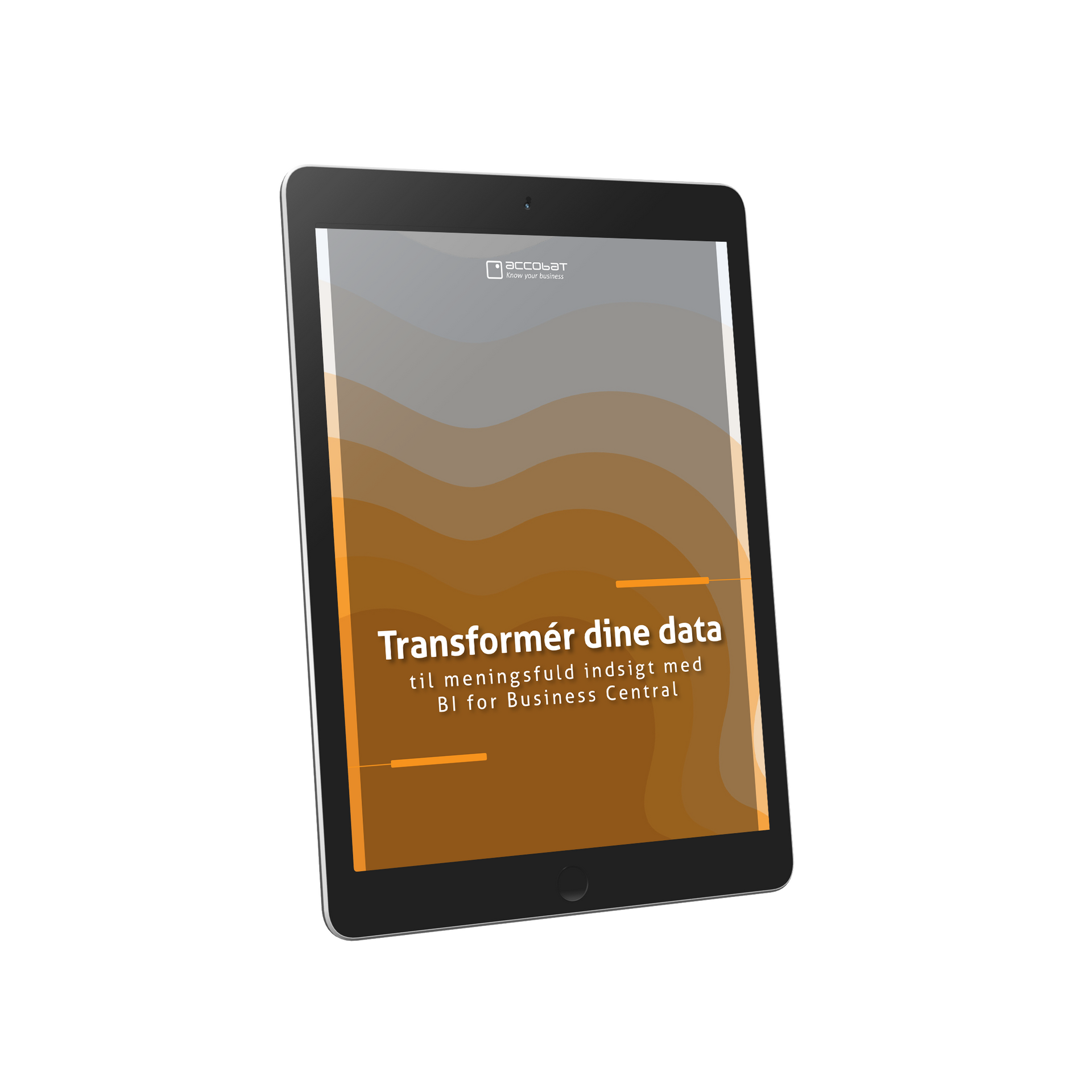 En tablet med en bog på skærmen med titlen transformer dine data.
