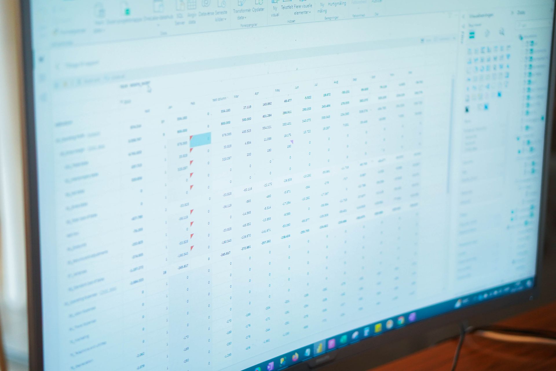 Et nærbillede af en computerskærm med mange linjer på.