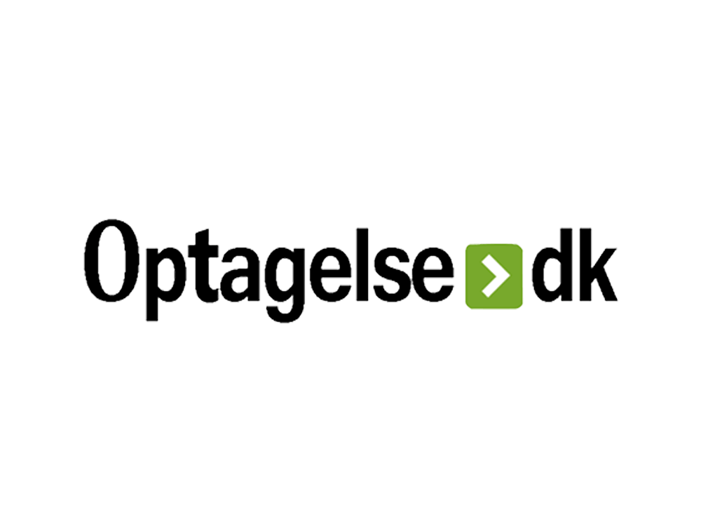 Logoet for optageelse.dk er sort og grønt på hvid baggrund.