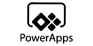 Et sort/hvidt logo til power-apps med en firkant i midten.