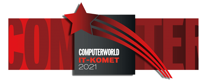 Et rødt og sort logo til computerworld it-komet 2021