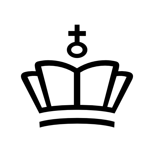 En sort og hvid krone med et kors ovenpå.