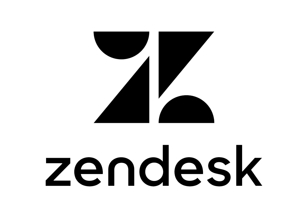 Et sort og hvidt logo til zendesk på en hvid baggrund.