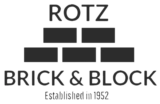 Logo for Rotz Brick & Block featuring a brick icon and the text "Established in 1952" on a light background.