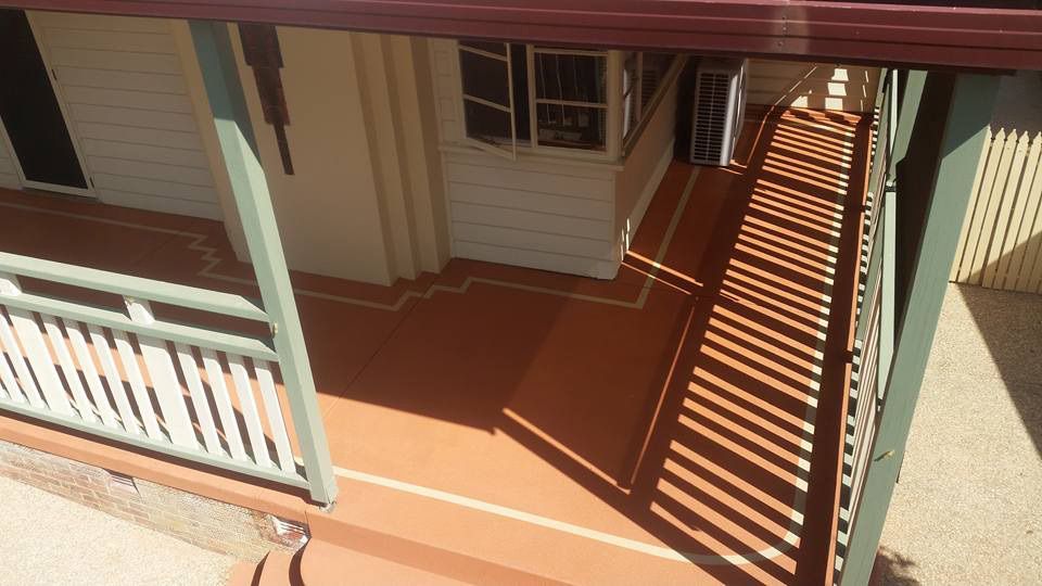 An Aerial View Of A House With A Porch And Stairs — Custom Concrete Finishes In Albury, NSW