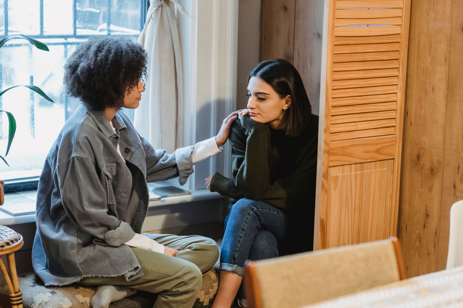 two young females talking