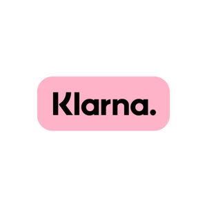 A pink and black logo for klarna on a white background.