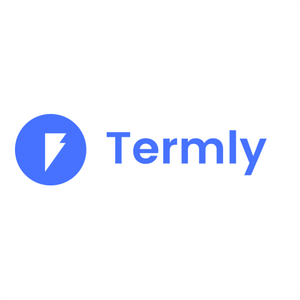 The termly logo is a blue circle with a lightning bolt in the middle.