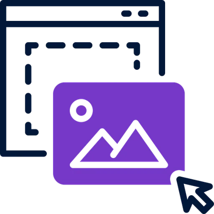 A purple icon with a picture of a mountain and an arrow pointing to it.