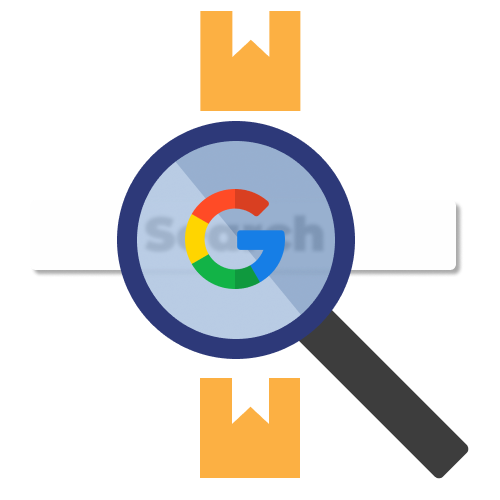 A magnifying glass with a google logo on it