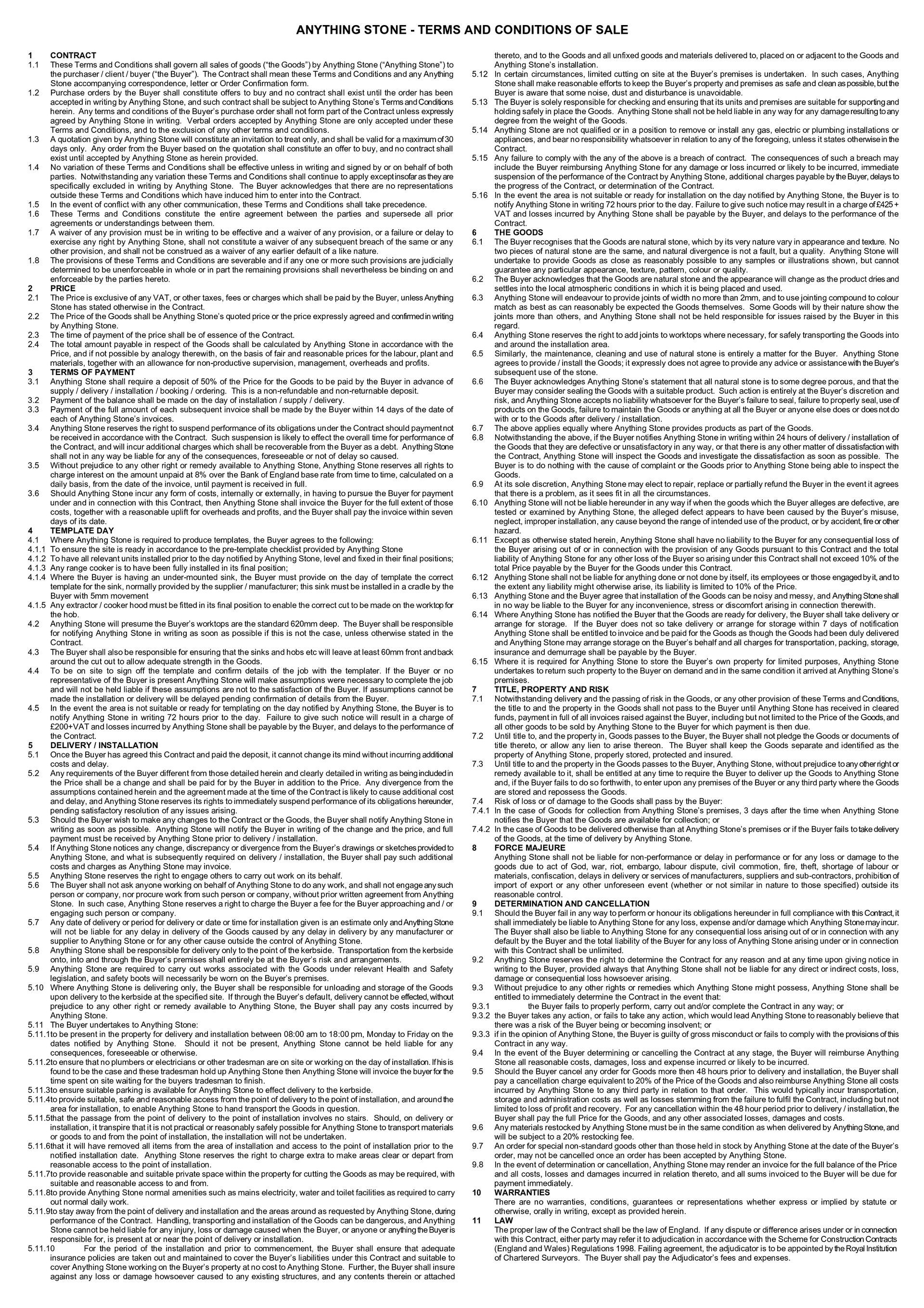 terms and conditions