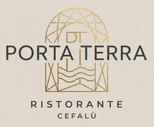 Logo del ristorante DT Porta Terra in oro e nero, con la scritta 