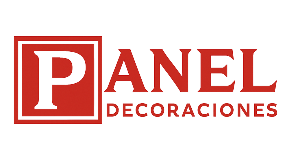 Un logotipo rojo y blanco para decoraciones de paneles.