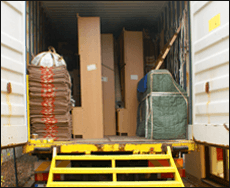 packaged things on moving truck