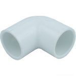 A white pvc elbow on a white background.