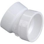 A white plastic pipe fitting on a white background.