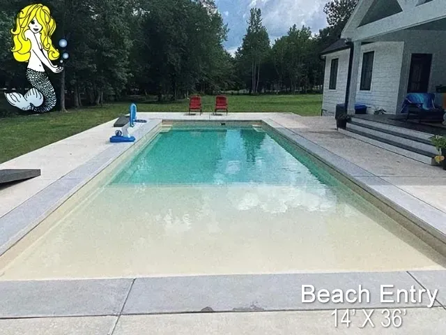 A beach entry swimming pool