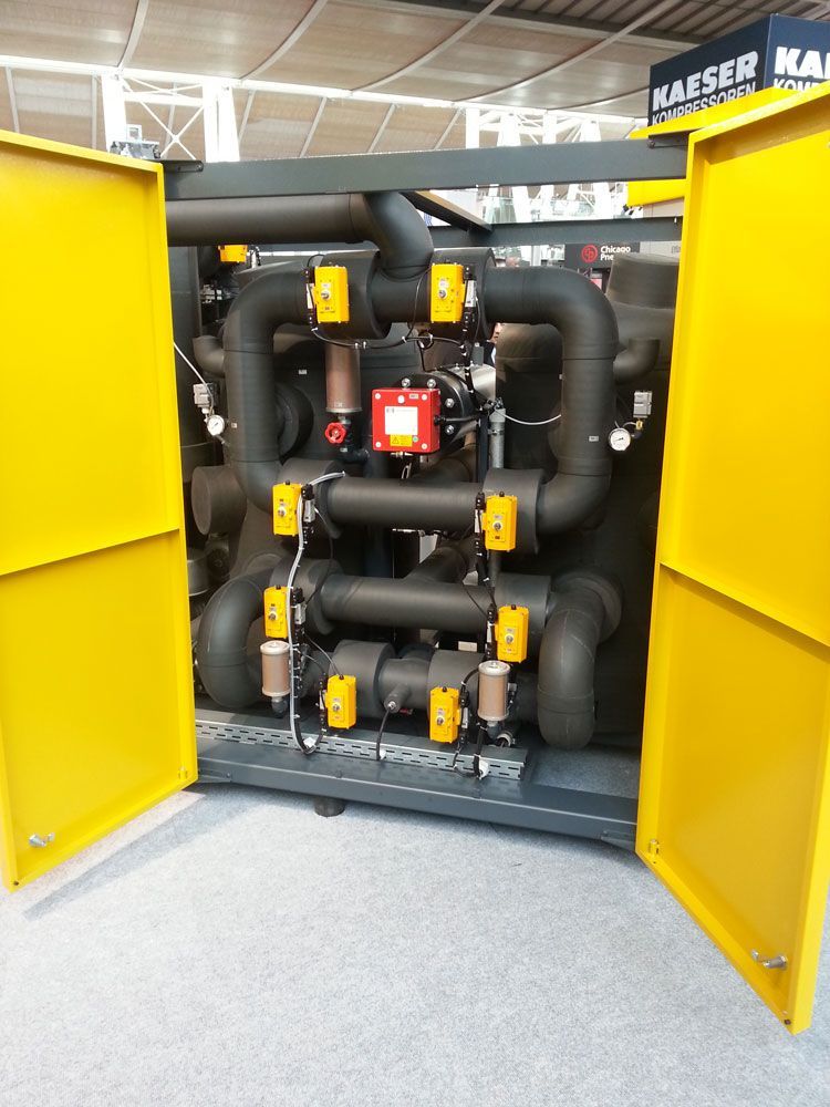 Kaeser Sign Is Behind A Compressor Pipes  — Hitemp Compressed Air Services in Fairy Meadow, NSW