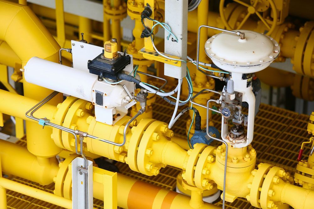A Valve On A Yellow Pipe — Hitemp Compressed Air Services in Campbelltown, NSW