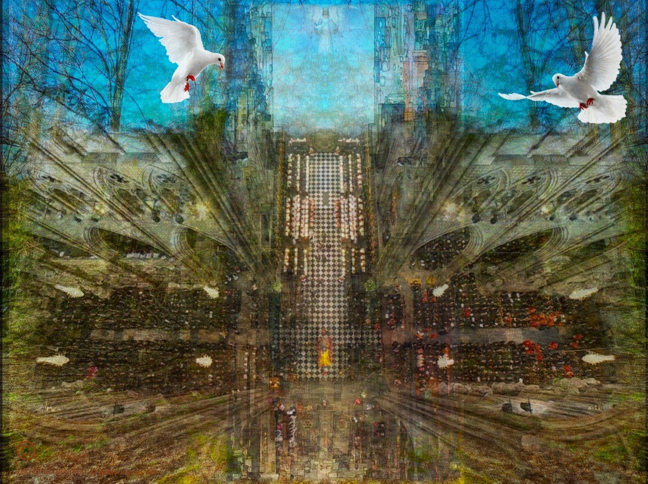 An interior view from the high ceiling of Westminster Abbey during the mourning ceremony for Queen Elizabeth  2nd