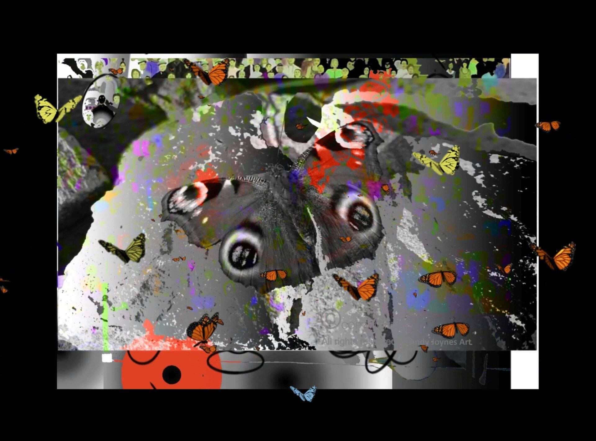 A surreal landscape of Butterflies flying round the World