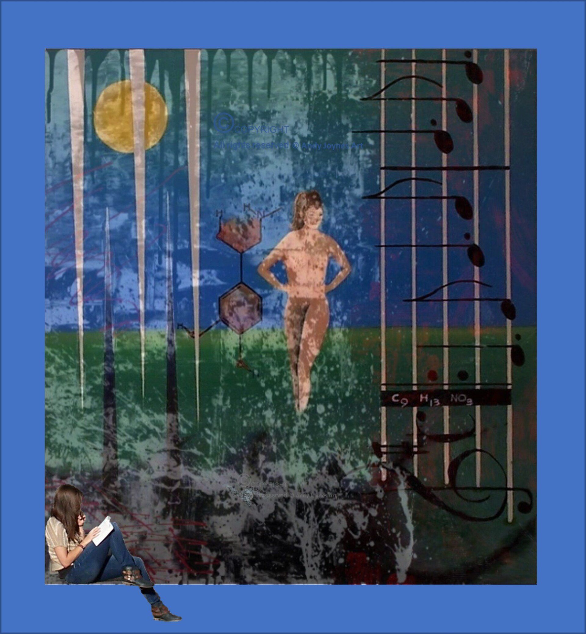 A naked woman in a complicated landscape of memories