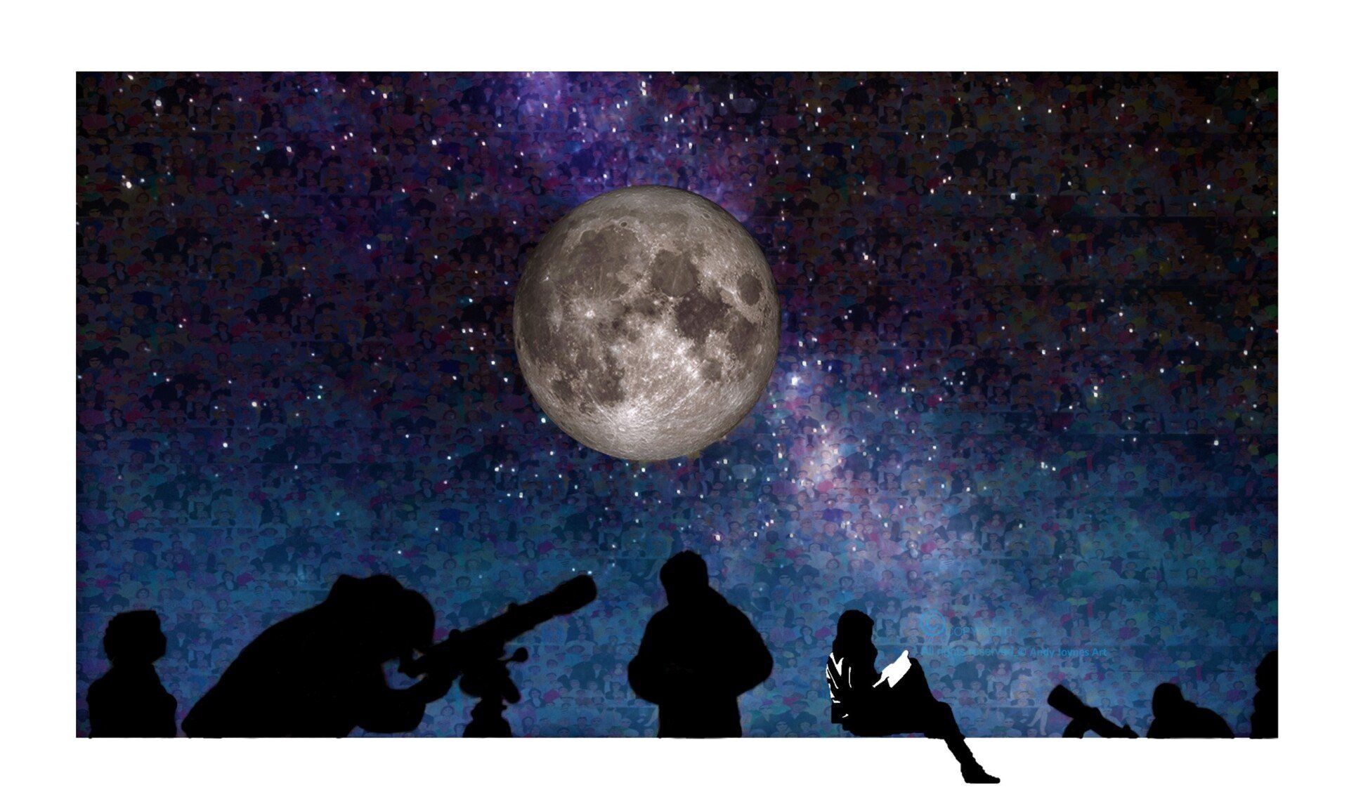 A clear night sky with bright stars and the moon