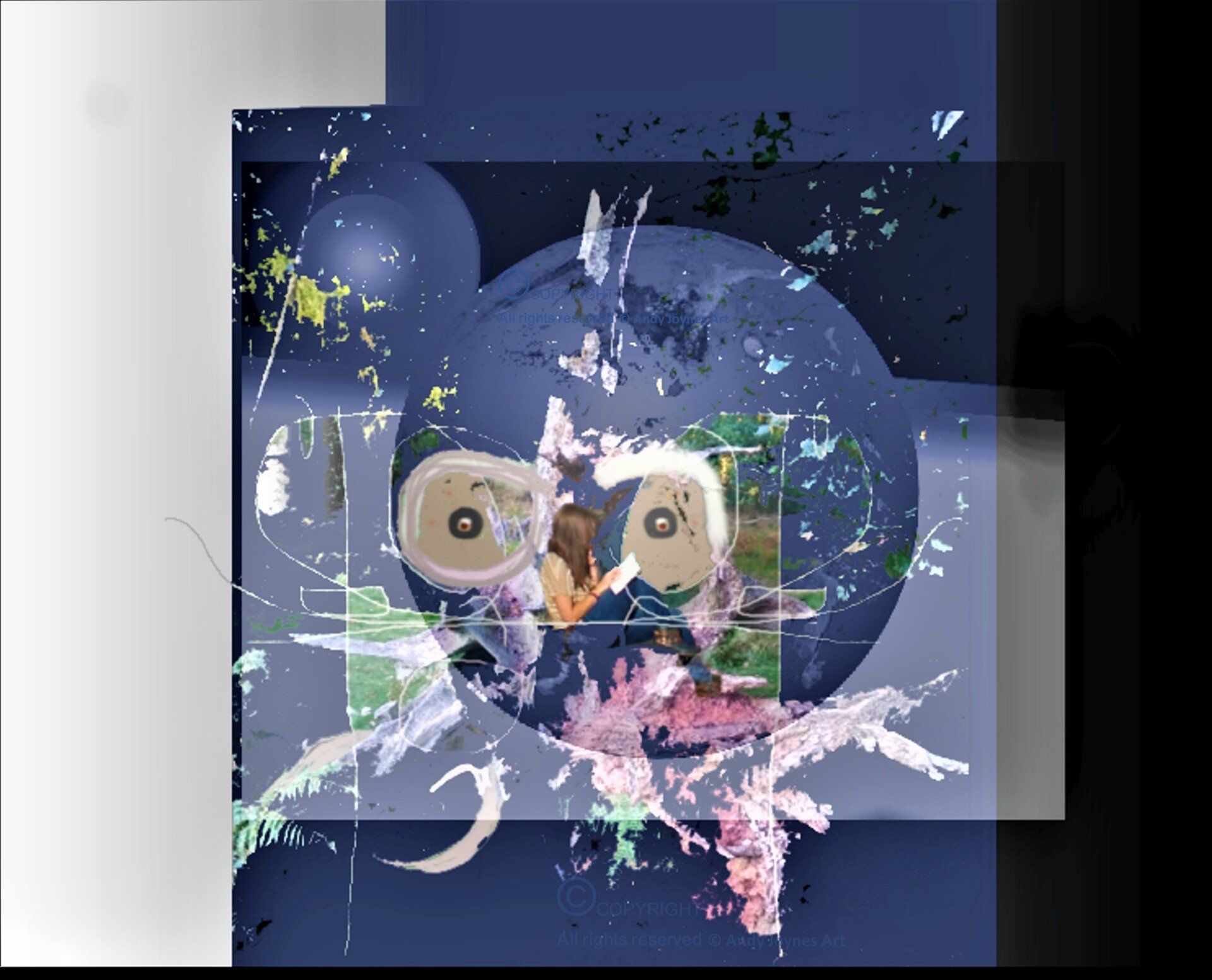 Abstract scene around a girl reading