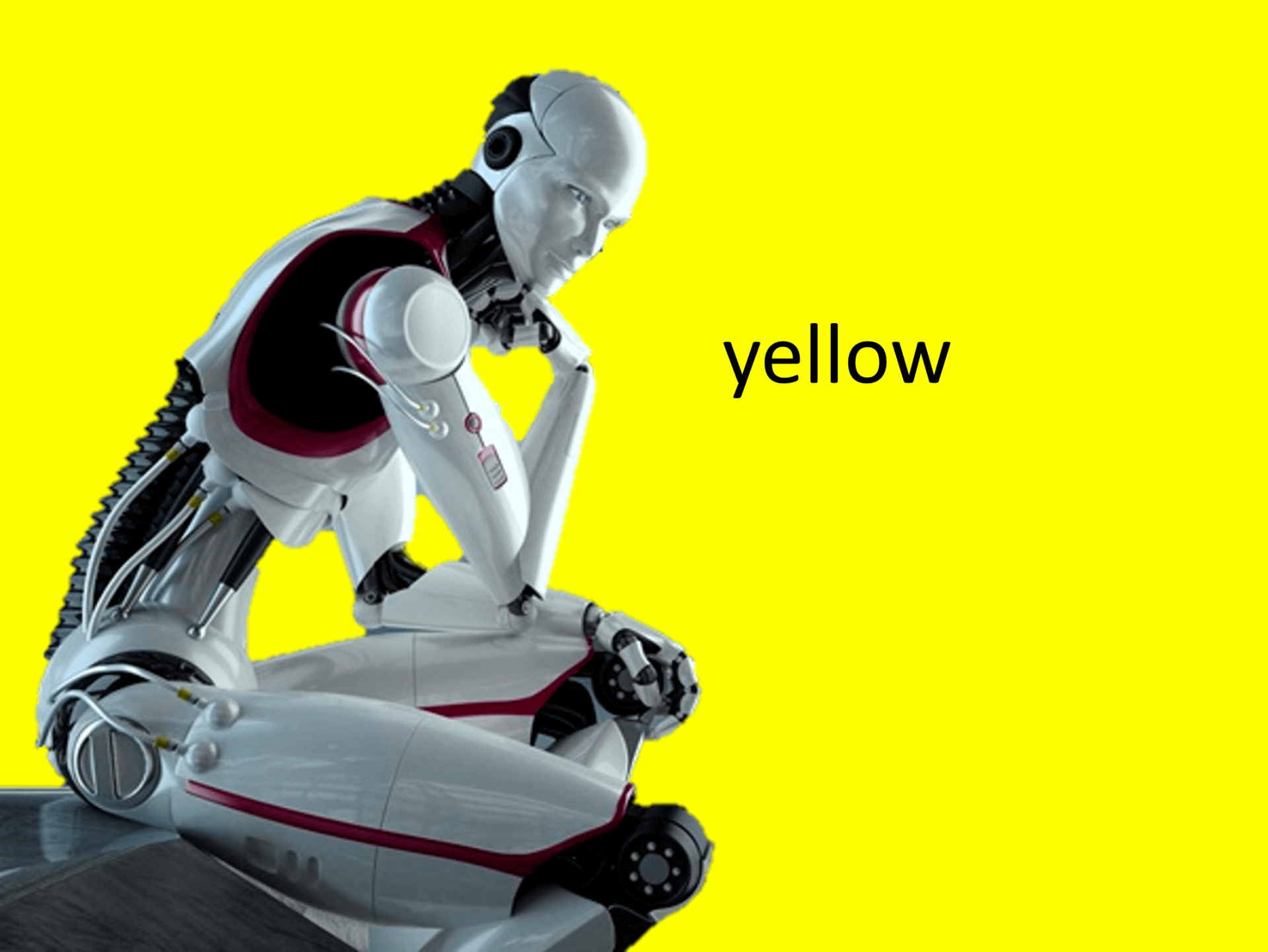 An A.I. Robot thinking about a Yellow Gallery