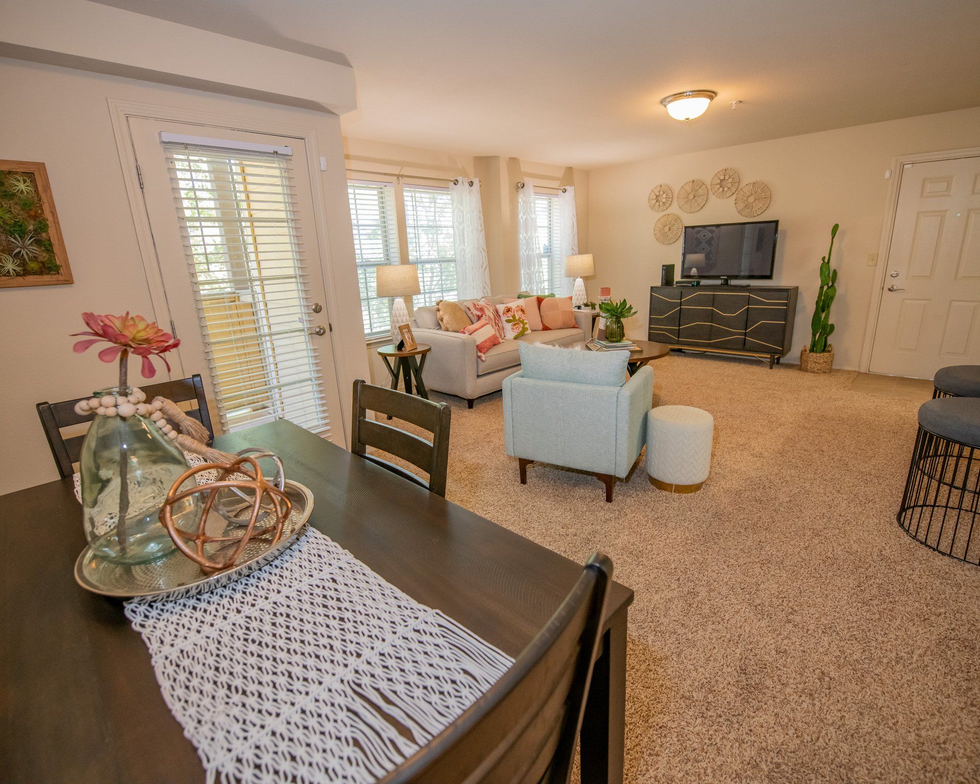 living room and dining area