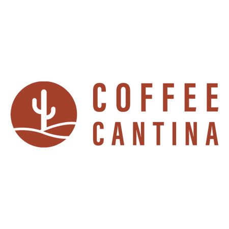 Coffee Cantina logo: Cactus in a circle, brown text 