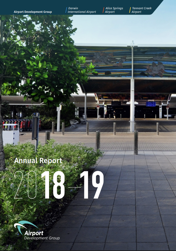 The cover of the annual report for the airport for the year 2018-19