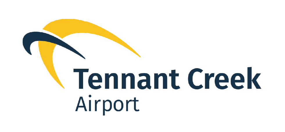 The logo for tennant creek airport is yellow and blue.