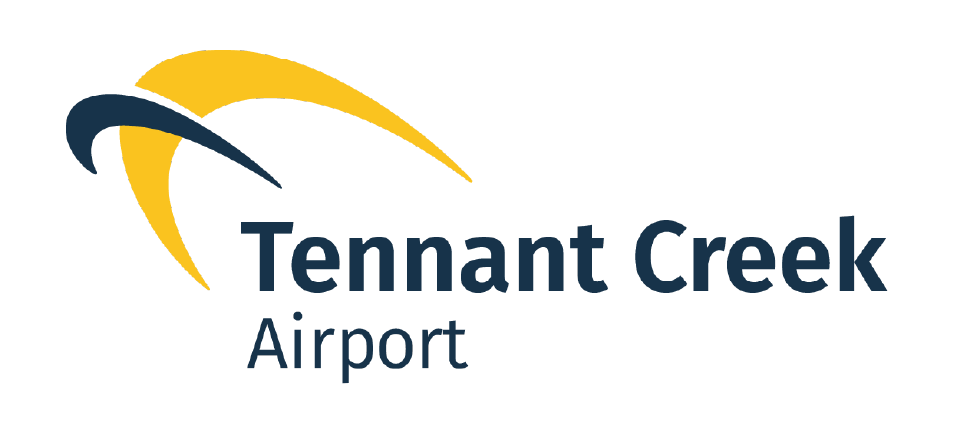 The logo for tennant creek airport is yellow and blue.