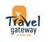 A logo for travel gateway.com.au with an arrow