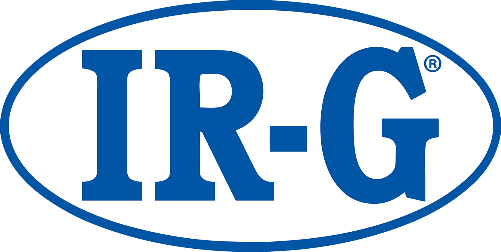 Blue logo within an oval: