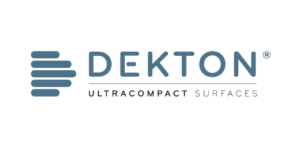 Dekton Ultracompact Surfaces logo with a stack of horizontal lines to the left and text on the right.