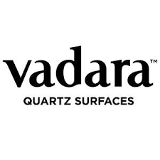 Vadara Quartz Surfaces logo with brand name and product description.