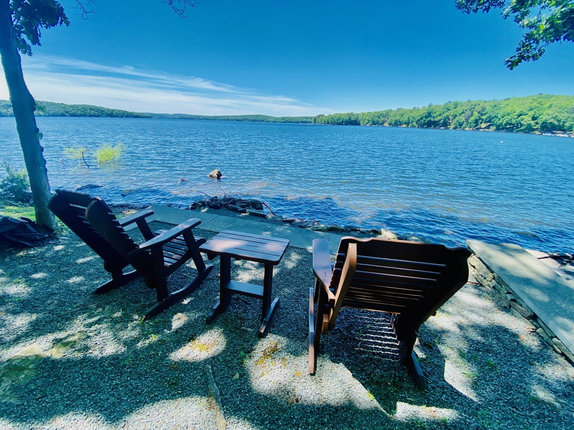 chairs by lake