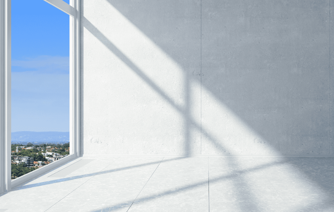 Interior of an office that has just been freshly painted white