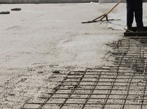 concrete slab being poured